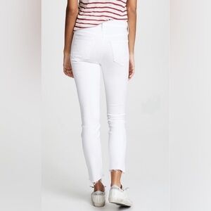 MOTHER The Stunner Zip Ankle Step Fray Sz 26 Glass Slipper White Denim Orig$285